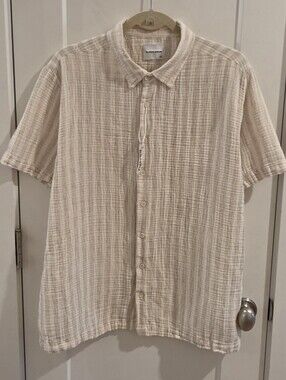 NWT Blanco by Nature Gauze Cotton Short-Sleeve Button-Up Stripe Shirt - Size XL